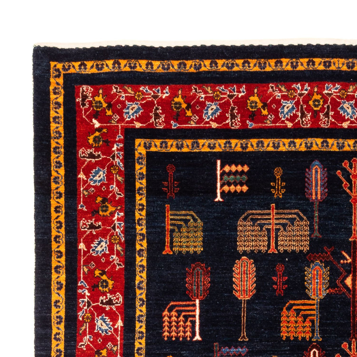 Gabbeh Persisch Teppich 170x240cm - Perserteppich Wollteppich - dunkelblau