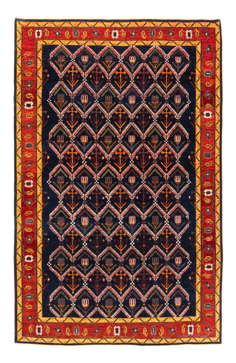 Gabbeh Persisch Teppich 143x205cm - Perserteppich Wollteppich - dunkelblau