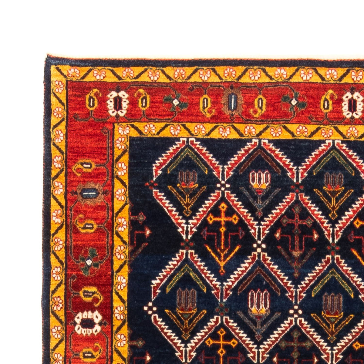 Gabbeh Persisch Teppich 143x205cm - Perserteppich Wollteppich - dunkelblau