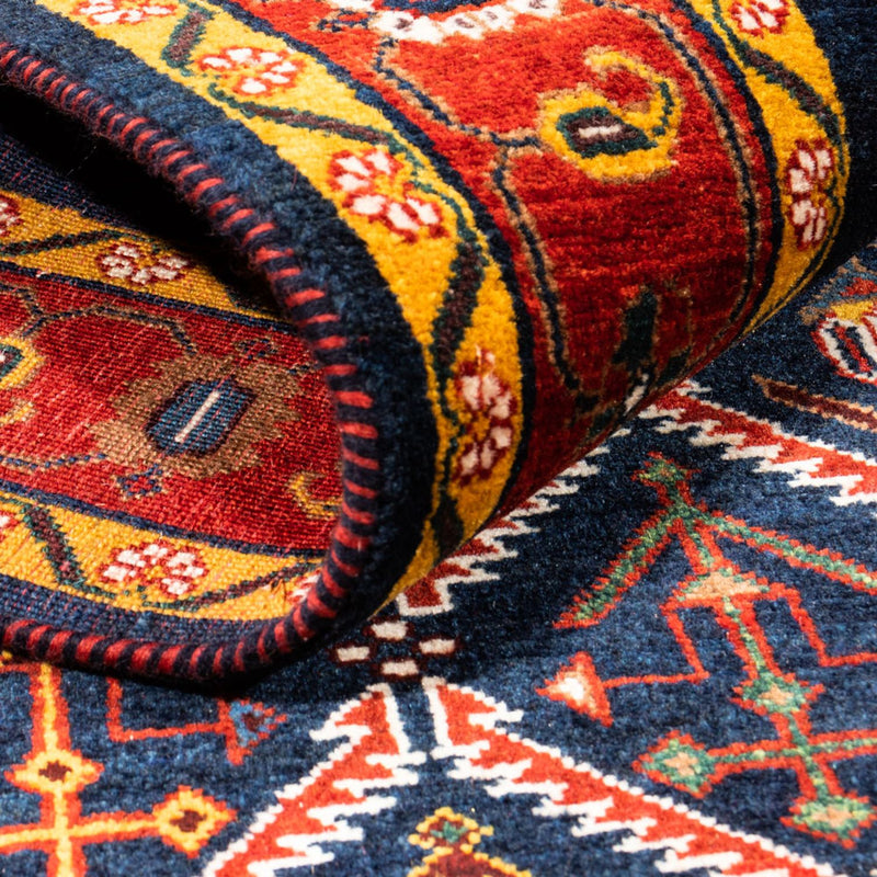 Gabbeh Persisch Teppich 143x205cm - Perserteppich Wollteppich - dunkelblau