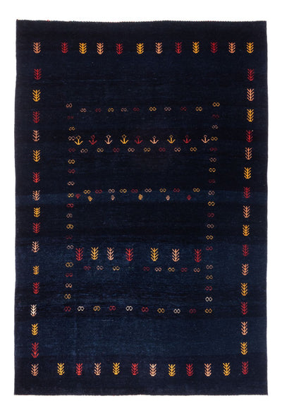 Gabbeh Persisch Teppich 125x177cm - Perserteppich Wollteppich - dunkelblau