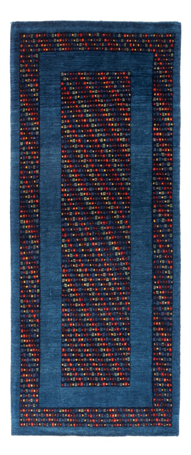 Gabbeh Persisch Teppich 82x196cm - Perserteppich Wollteppich - blau
