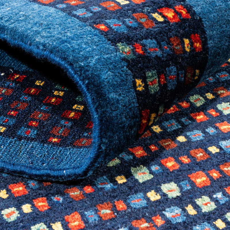 Gabbeh Persisch Teppich 82x196cm - Perserteppich Wollteppich - blau