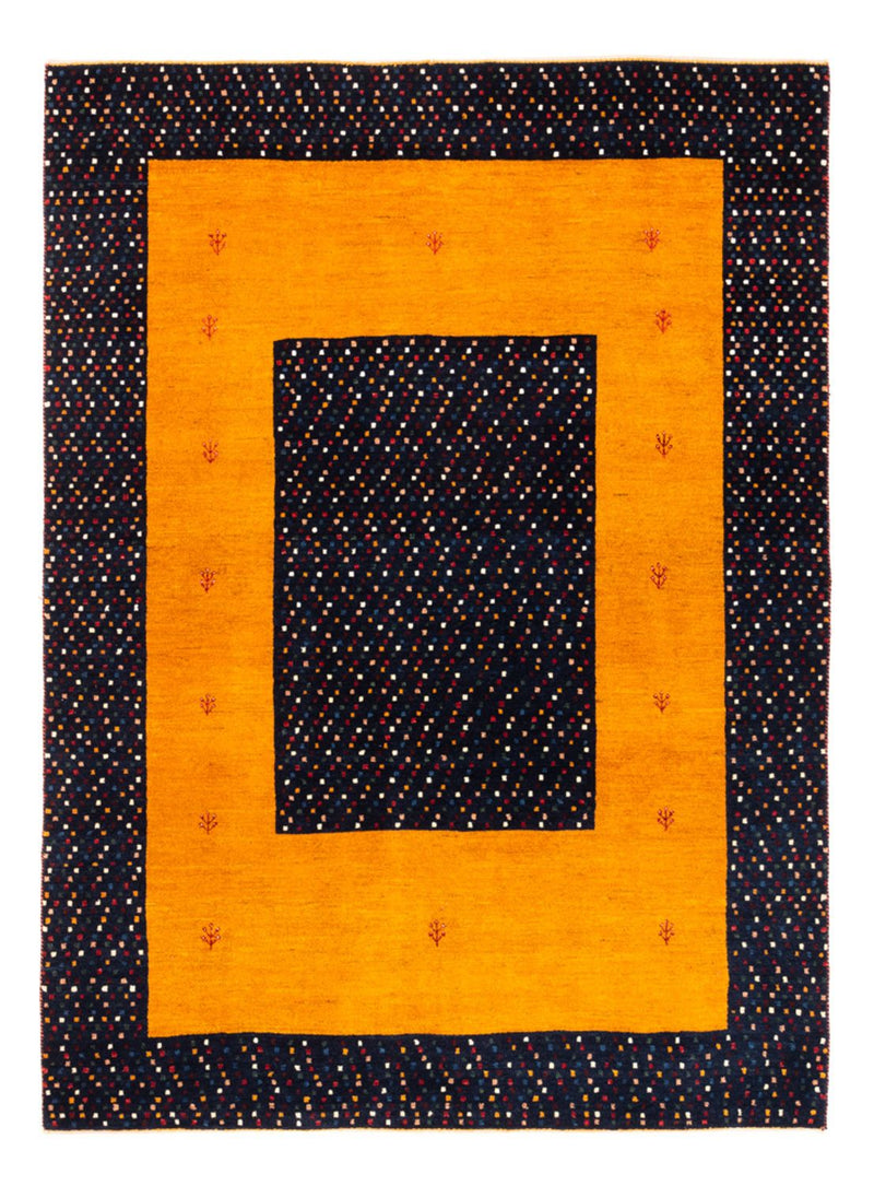 Gabbeh Persisch Teppich 132x180cm - Perserteppich Wollteppich - gold