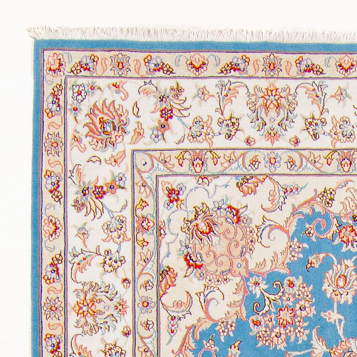 Täbriz - 50 Raj Teppich 168x244cm - Perserteppich - hellblau
