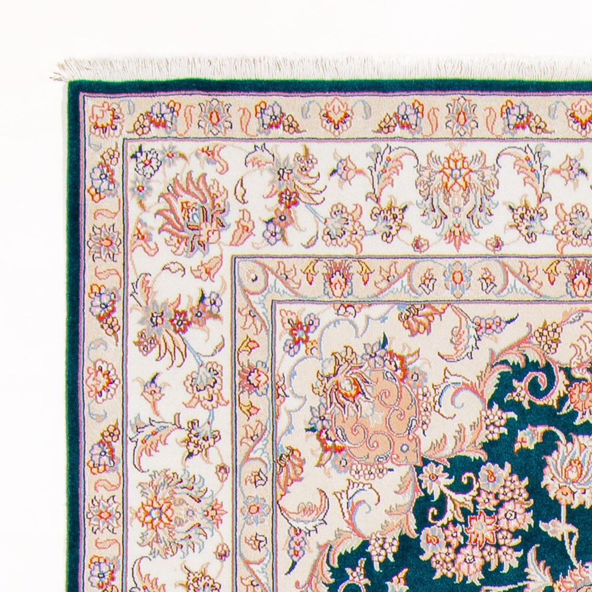 Täbriz - 50 Raj Teppich 170x240cm - Perserteppich - grün