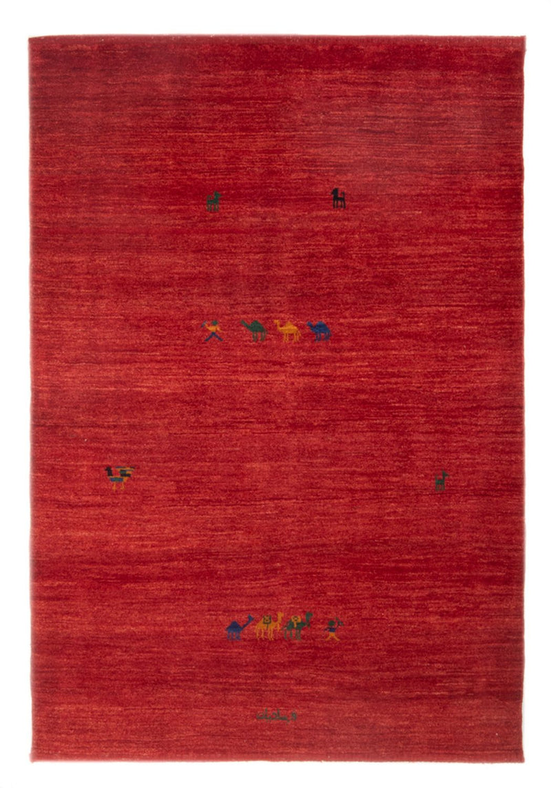 Gabbeh Persisch Teppich 122x180cm - Perserteppich Wollteppich - rot