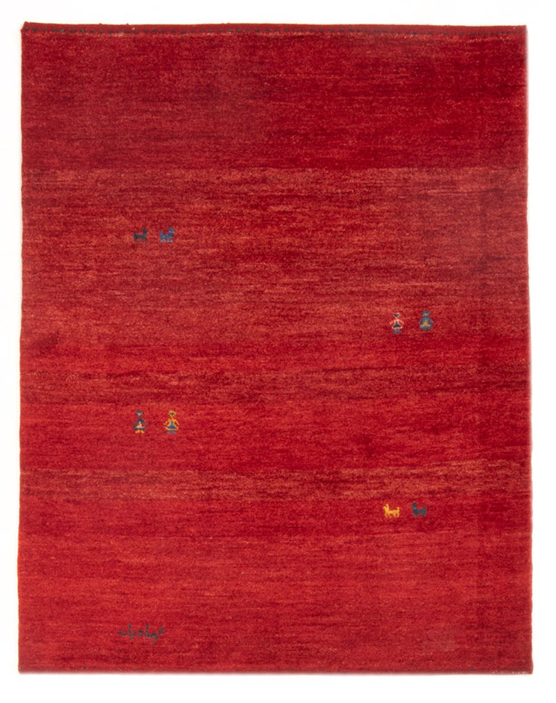 Gabbeh Persisch Teppich 108x142cm - Perserteppich Wollteppich - rot