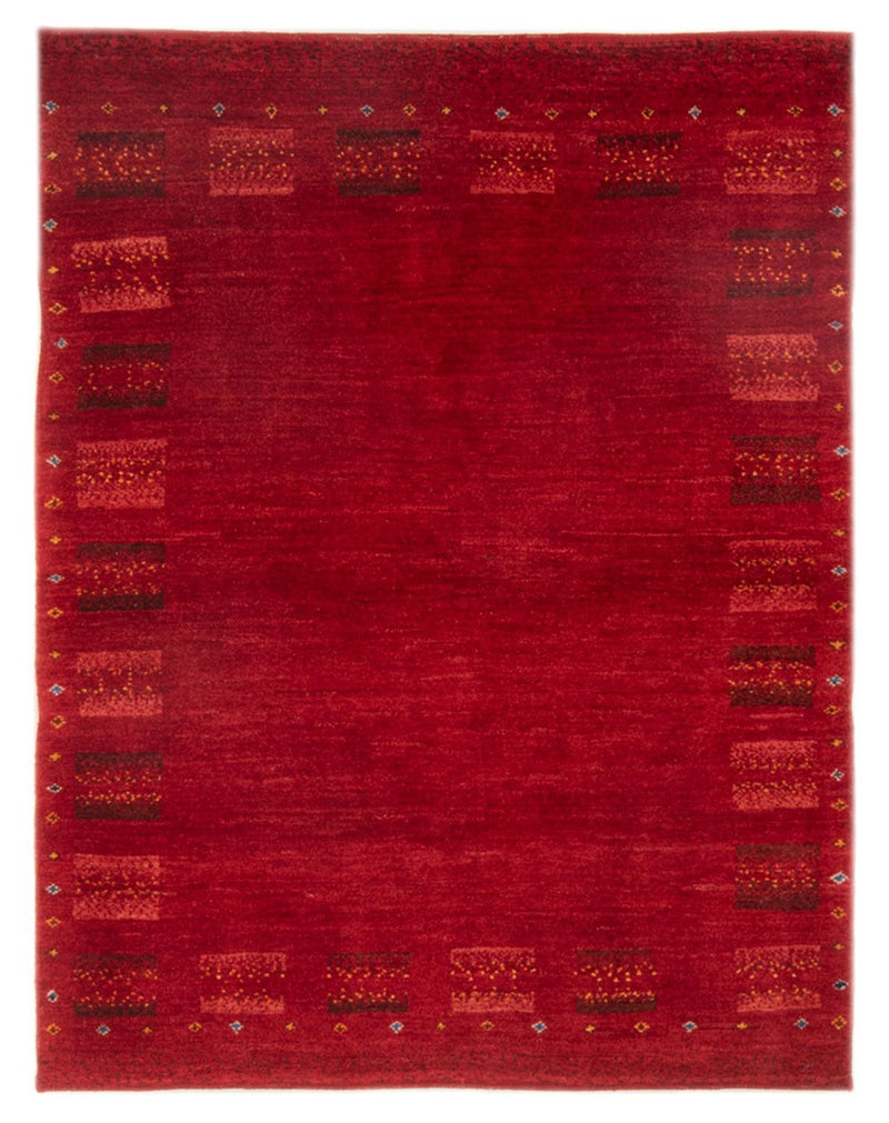 Gabbeh Persisch Teppich 104x144cm - Perserteppich Wollteppich - dunkelrot
