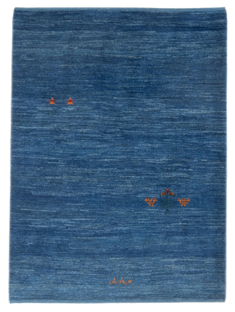 Gabbeh Persisch Teppich 102x147cm - Perserteppich Wollteppich - seeblau