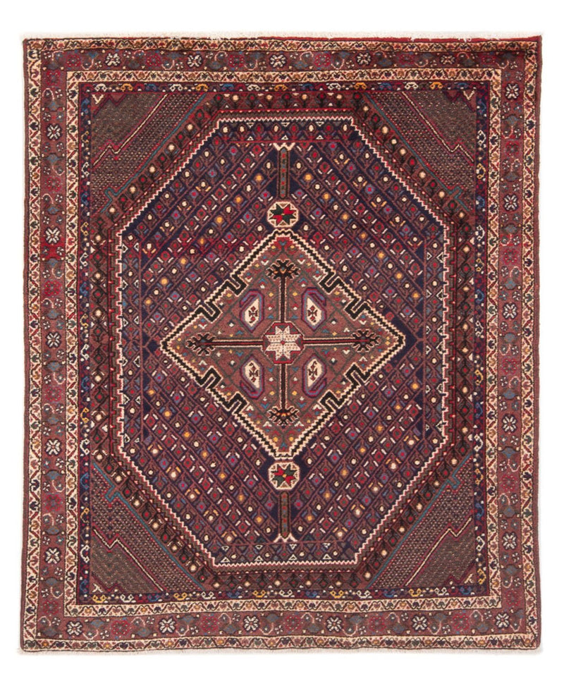 Afshar Sirjan Teppich 128x170cm - Perserteppich - dunkelblau