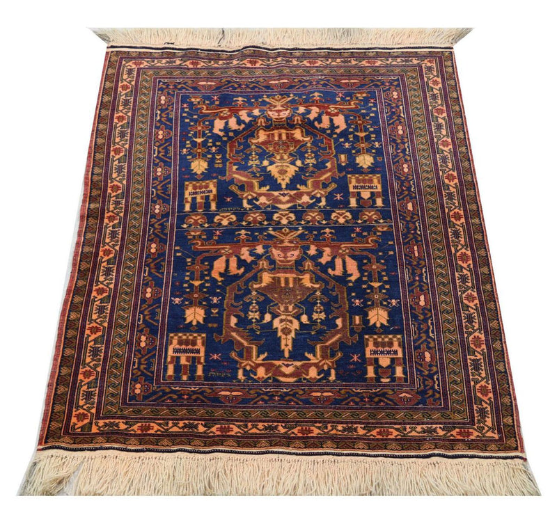 Afghan Teppich 95 x 136 cm - blau