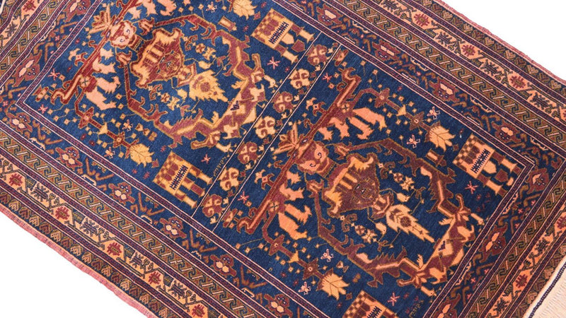 Afghan Teppich 95 x 136 cm - blau