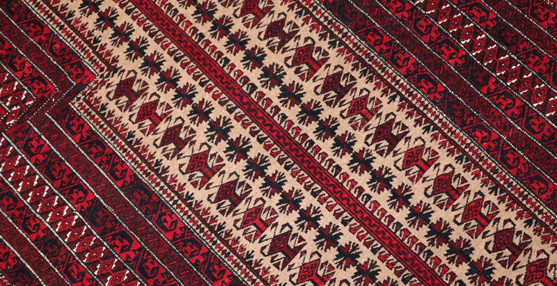 Belutsch Teppich 80 x 120 cm - dunkelrot