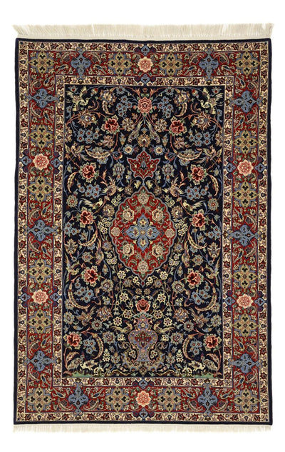 Indo Isfahan Teppich 114x166cm - Orientteppich - dunkelblau