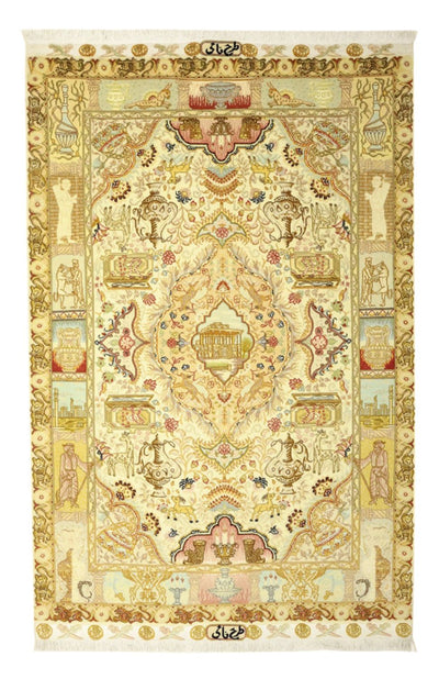 Täbriz - 50 Raj Teppich 102x160cm - Perserteppich - sand