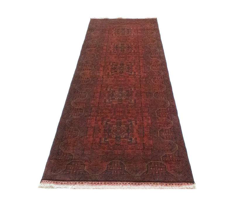 Afghan Teppich - Kunduz 80 x 290 cm - dunkelrot