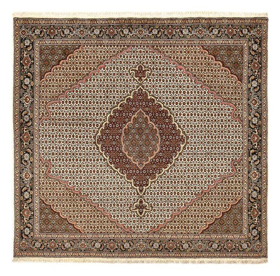 Täbriz - 40 Raj Teppich 200x200cm - Perserteppich - hellbraun