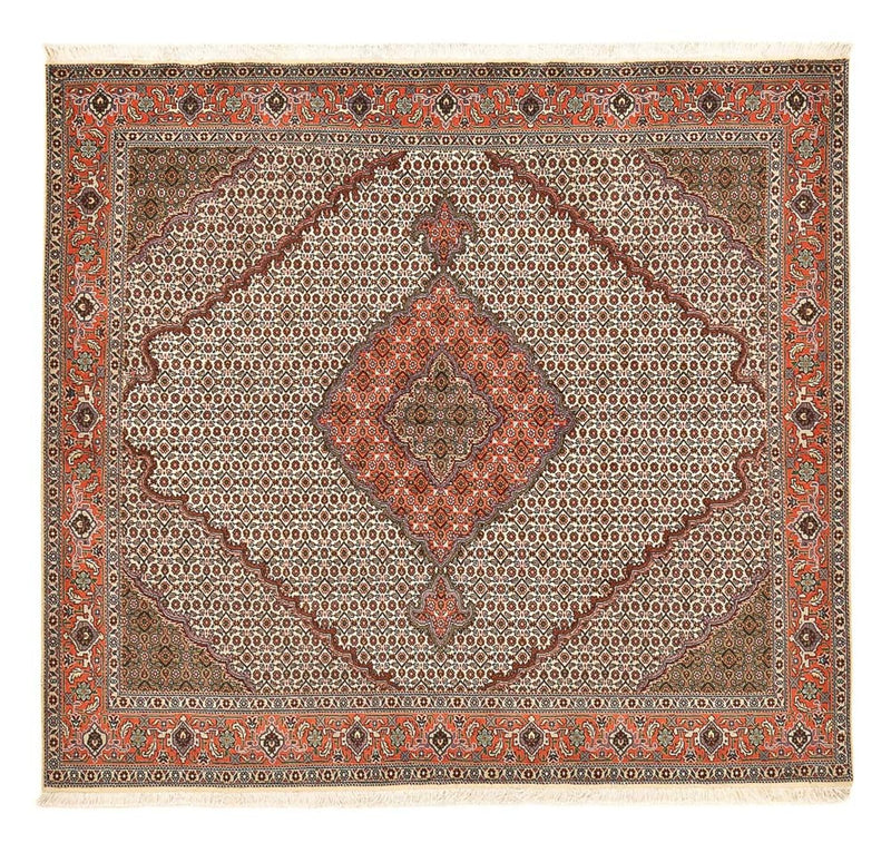 Täbriz - 40 Raj Teppich 196x204cm - Perserteppich - hellbraun