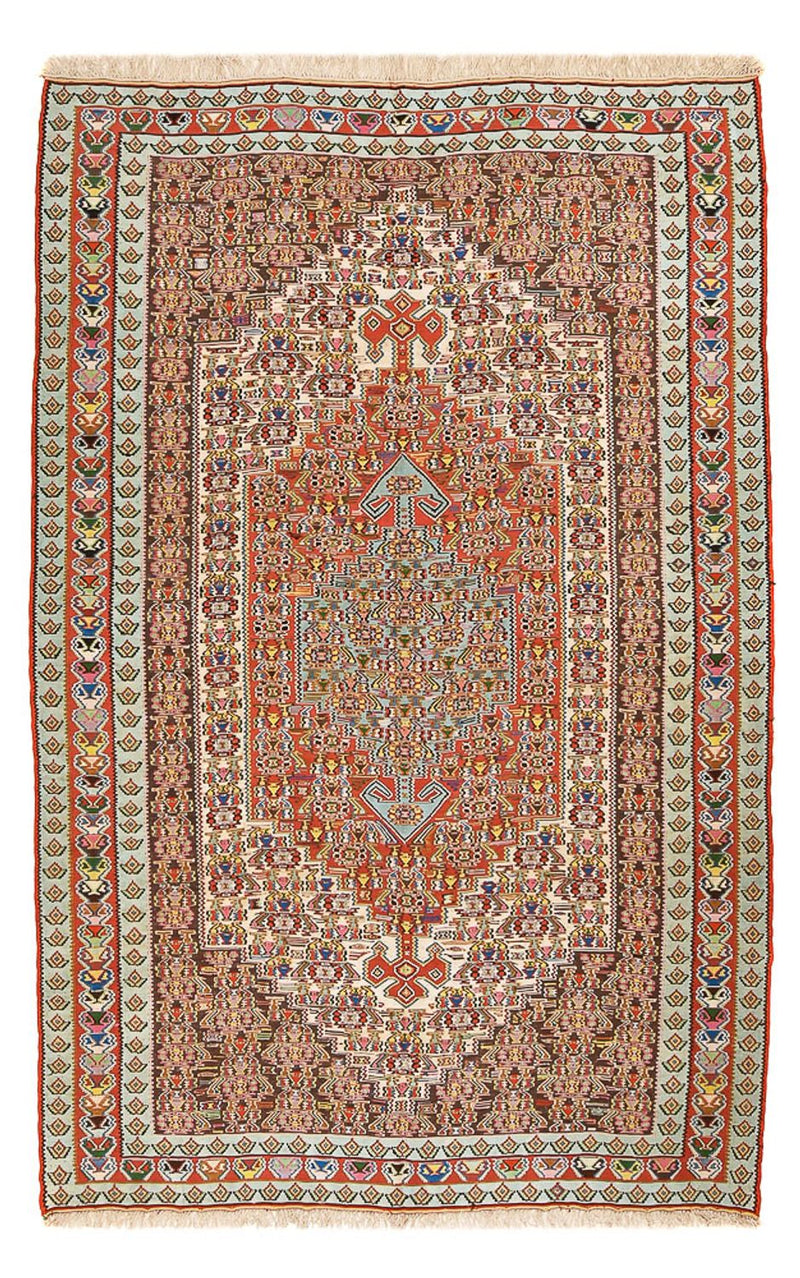Kelim Seide Teppich 160x258cm - hellrot