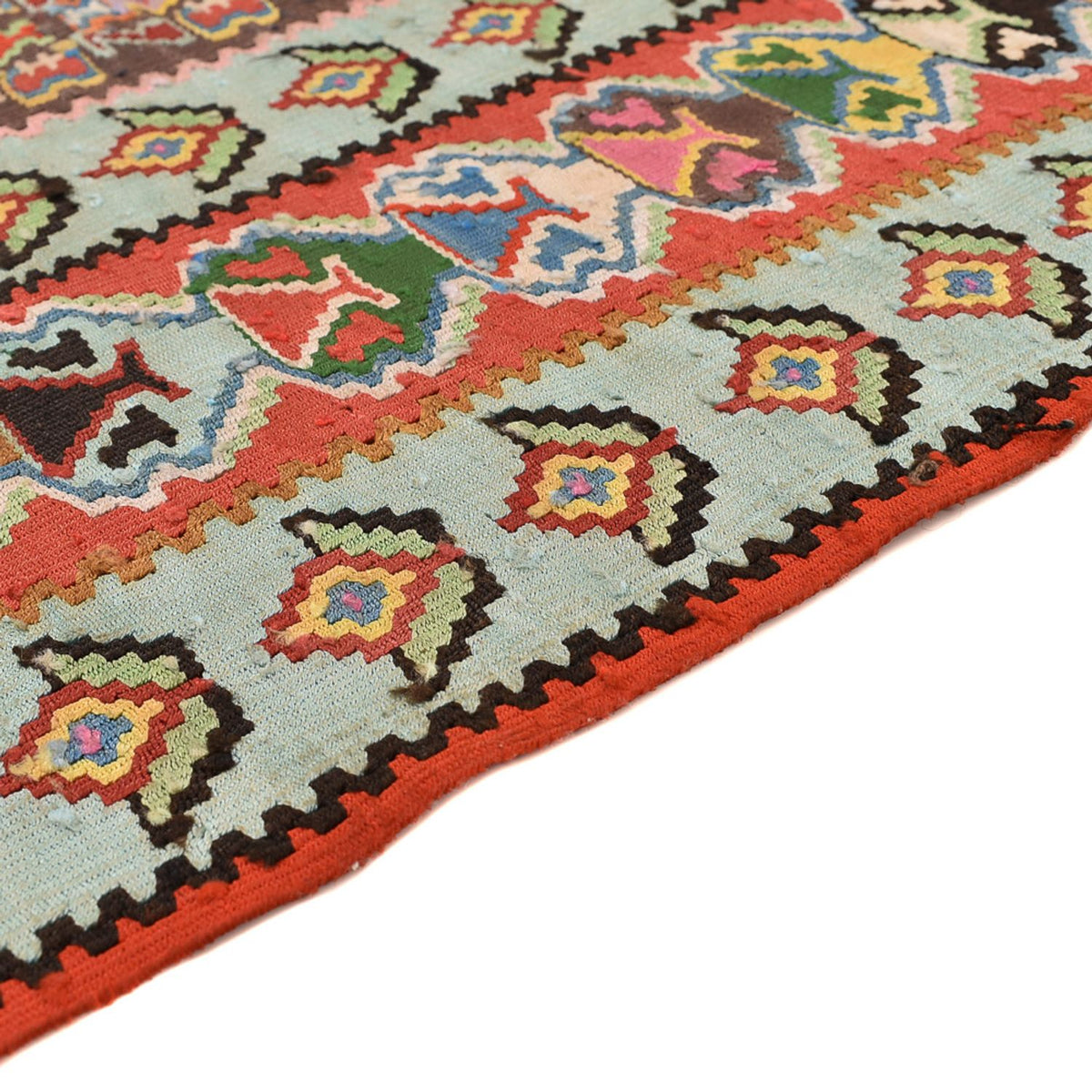 Kelim Seide Teppich 160x258cm - hellrot