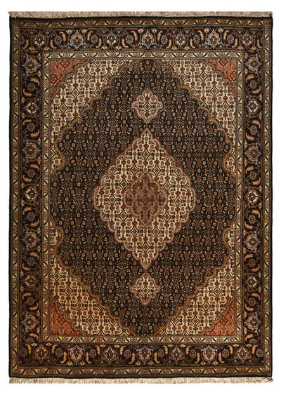 Täbriz - 40 Raj Teppich 146x205cm - Perserteppich - dunkelbraun