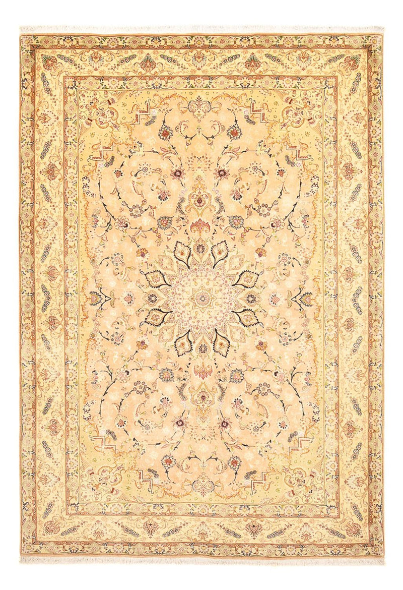 Täbriz - 50 Raj Teppich 203x294cm - Perserteppich - gelb