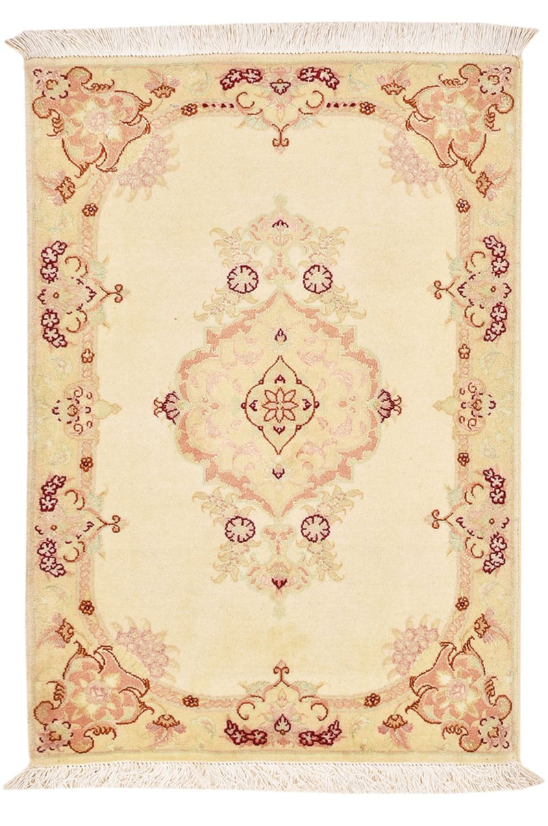 Täbriz - 50 Raj Teppich 58x89cm - Perserteppich - hellbeige