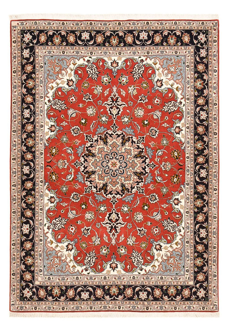 Täbriz - 50 Raj Teppich 155x218cm - Perserteppich - rot