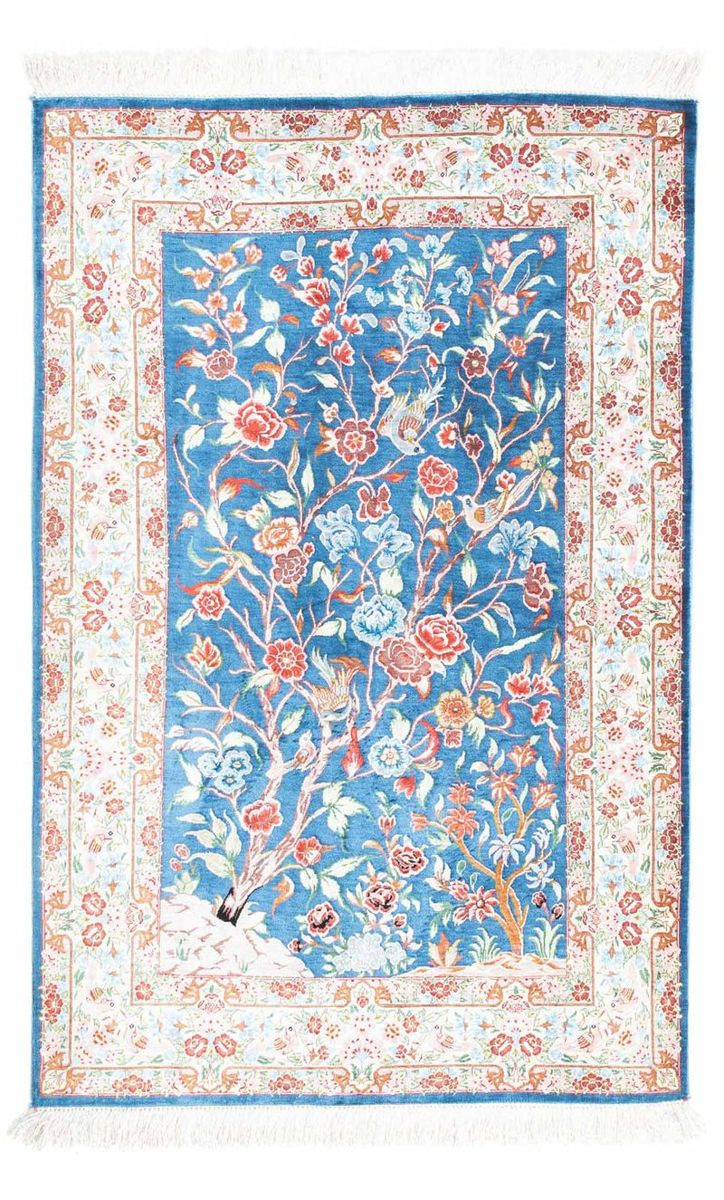 Ghom Teppich 77x121cm - Perserteppich - hellblau