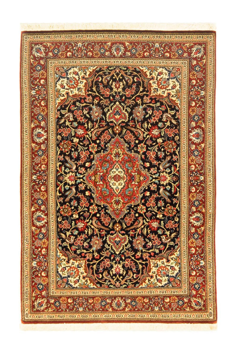 Ghom Teppich 102x152cm - Perserteppich - schwarz