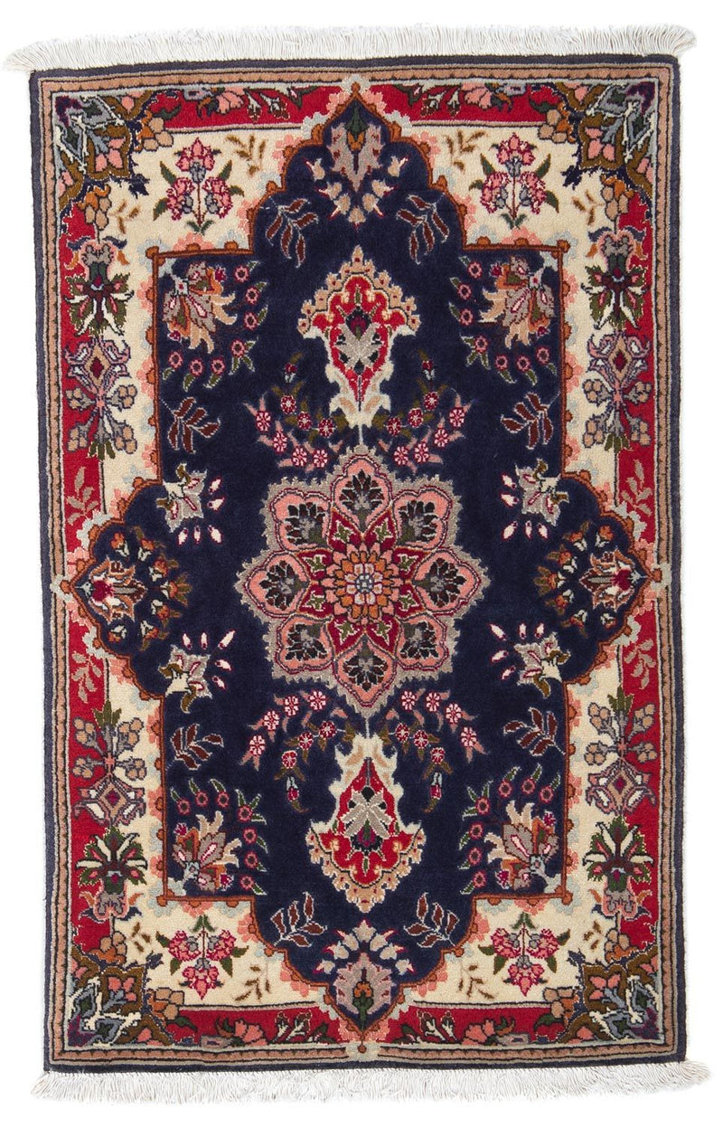 Täbriz - 50 Raj Teppich 61x93cm - Perserteppich - dunkelblau