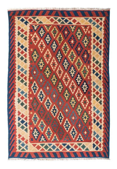 Kelim Fars Teppich 156x206cm - dunkelrot