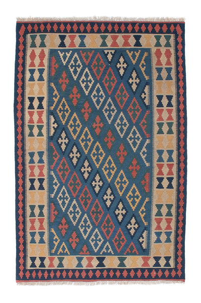 Kelim Fars Teppich 119x189cm - blau