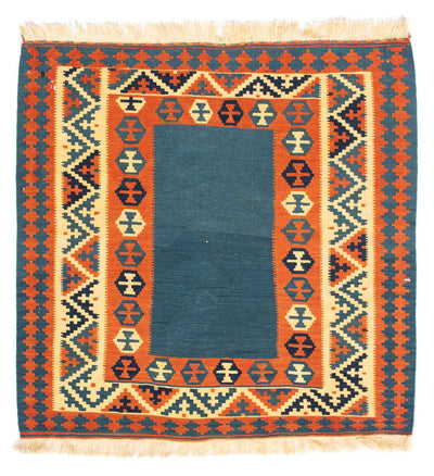 Kelim Fars Teppich 102x102cm - dunkelblau