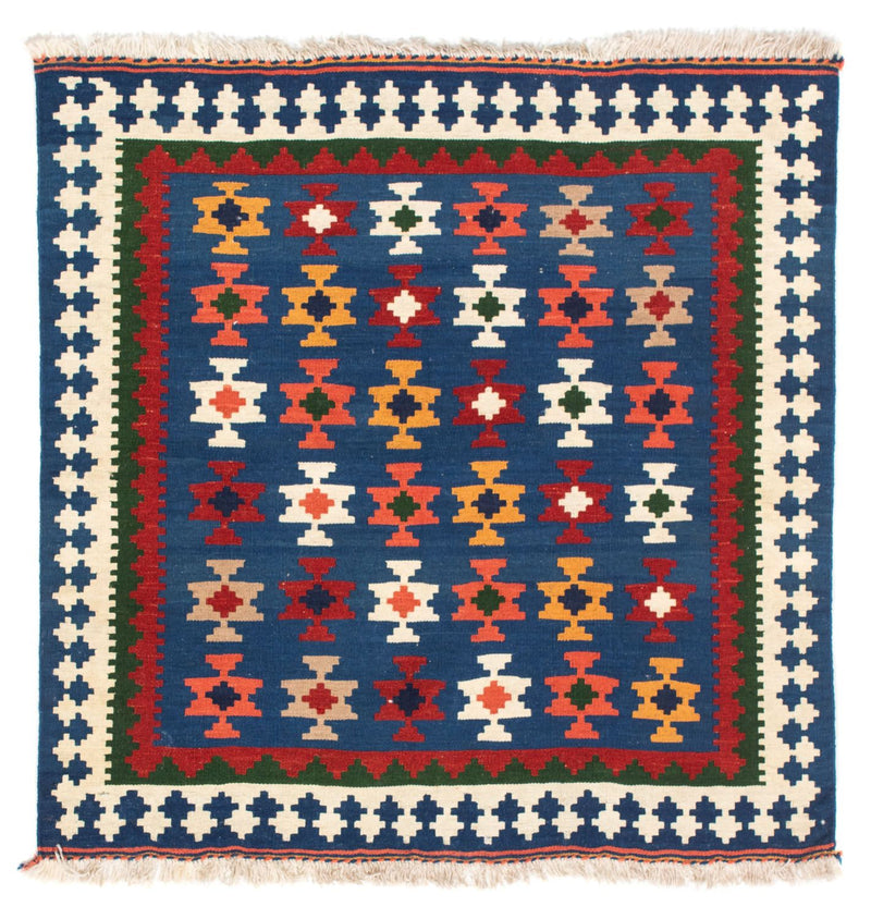 Kelim Fars Teppich 100x104cm - dunkelblau