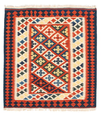 Kelim Fars Teppich 100x107cm - dunkelrot – product image
