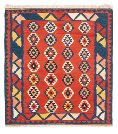 Kelim Fars Teppich 99x106cm - dunkelrot