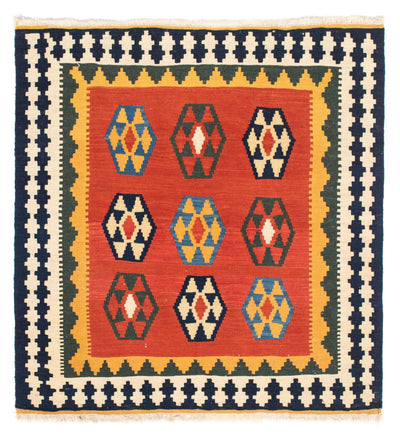 Kelim Fars Teppich 100x105cm - dunkelrot