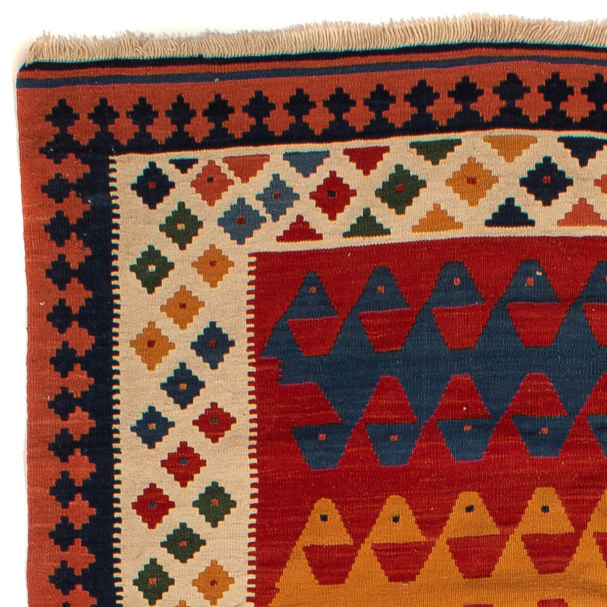 Kelim Fars Teppich 149x297cm - dunkelrot