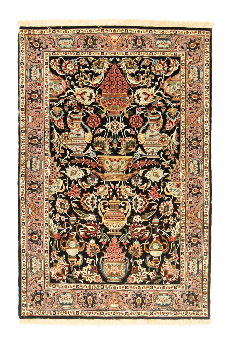Perserteppich - Ghom 102 x 157 cm - schwarz