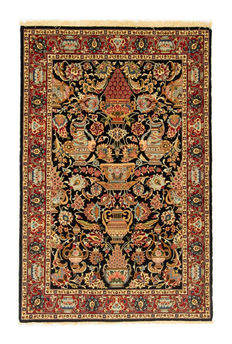 Ghom Teppich 99x148cm - Perserteppich - schwarz