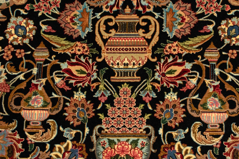 Ghom Teppich 99x148cm - Perserteppich - schwarz