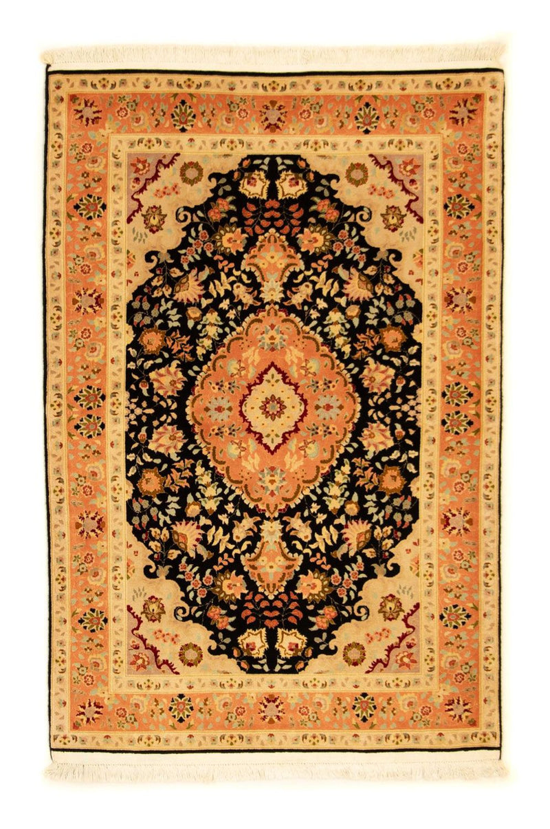 Täbriz - 50 Raj Teppich 103x155cm - Perserteppich - schwarz