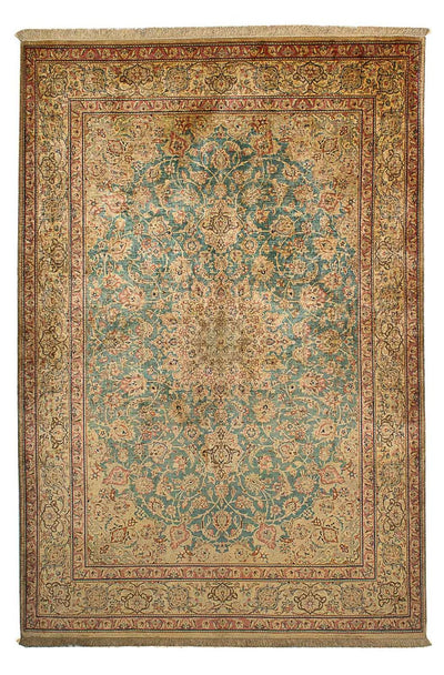 Ghom - Seide Teppich 132x216cm - Perserteppich - dunkelblau
