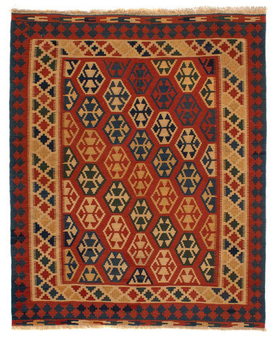 Kelim Fars Teppich 155x181cm - dunkelrot