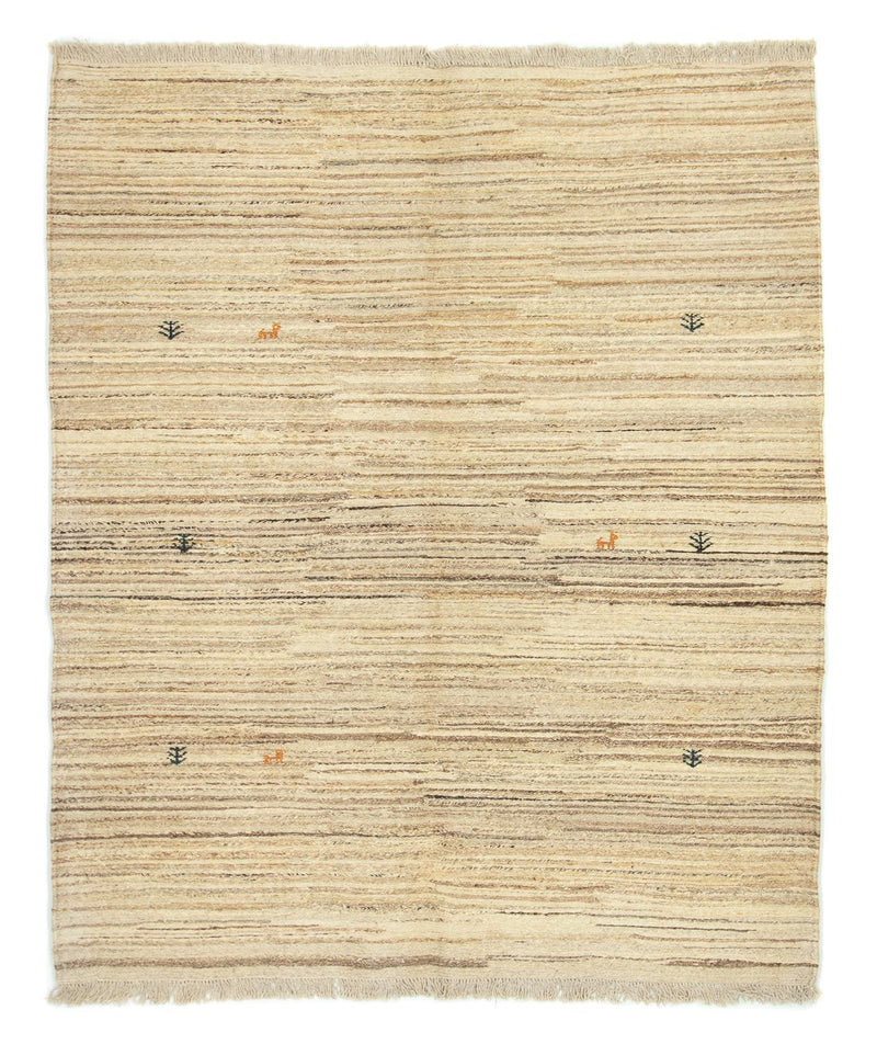 Gabbeh Persisch Teppich 158x188cm - Perserteppich Wollteppich - beige