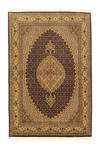 Täbriz - 50 Raj Teppich 103x156cm - Perserteppich - schwarz