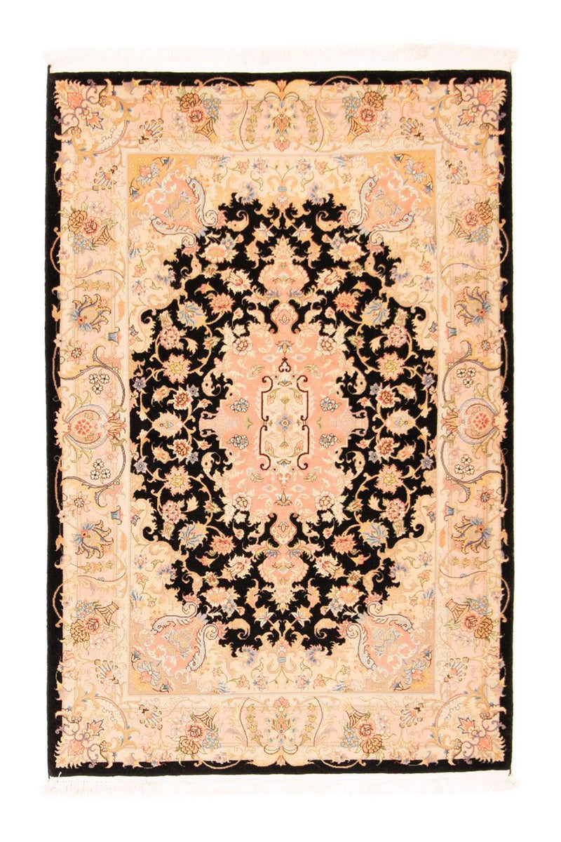 Täbriz - 50 Raj Teppich 104x154cm - Perserteppich - schwarz