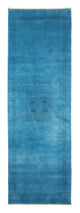 Loribaft Teppich Perser 77x246cm - Wollteppich - blau